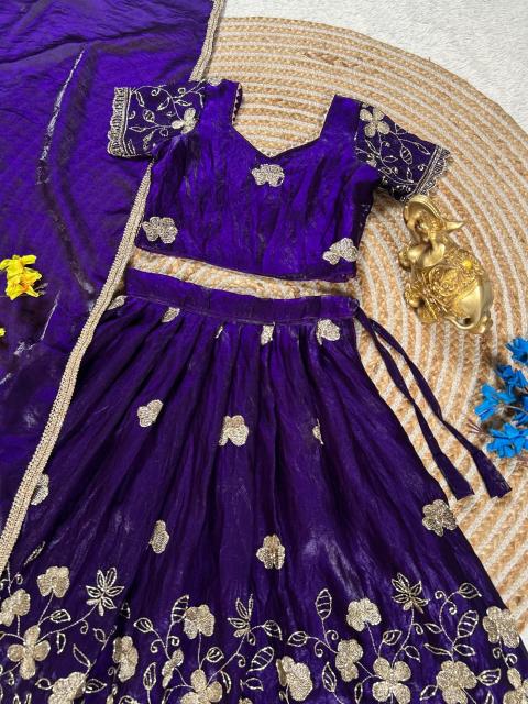 Fandy Flower Sindoor Silk Purple Cheap kids clothes wholesale Delhi - wholesale export